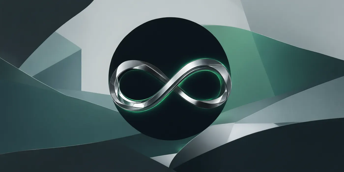 The chrome Loop ring on a graphite circle among sheets of grey and green